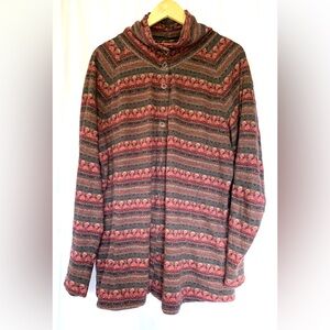 Women’s XL  Cotton Aztec Multicolor Fall‎ Warm Jacket Shacket Layer Cottagecore